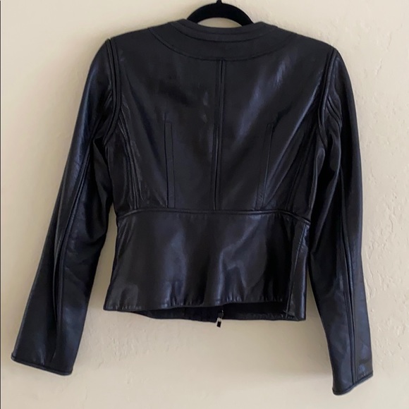 Diane von Furstenberg black leather jacket Sz 6 - Picture 2 of 8